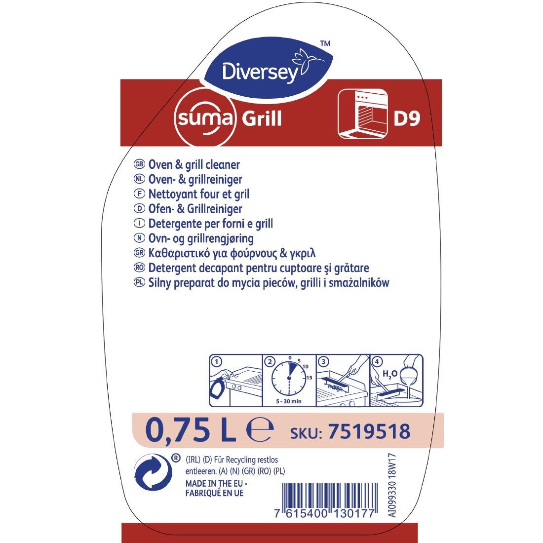 Suma Grill D9 Grill and Oven Cleaner Ready To Use 750ml (2 Pack) - GH497  - 2