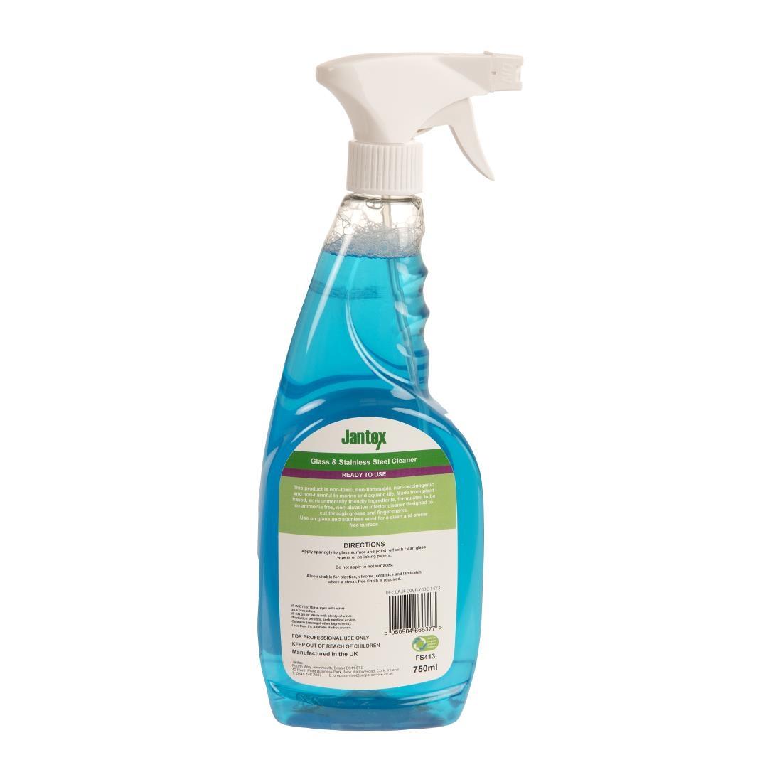 Jantex Green Glass and Stainless Steel Cleaner Ready To Use 750ml - FS413  - 3