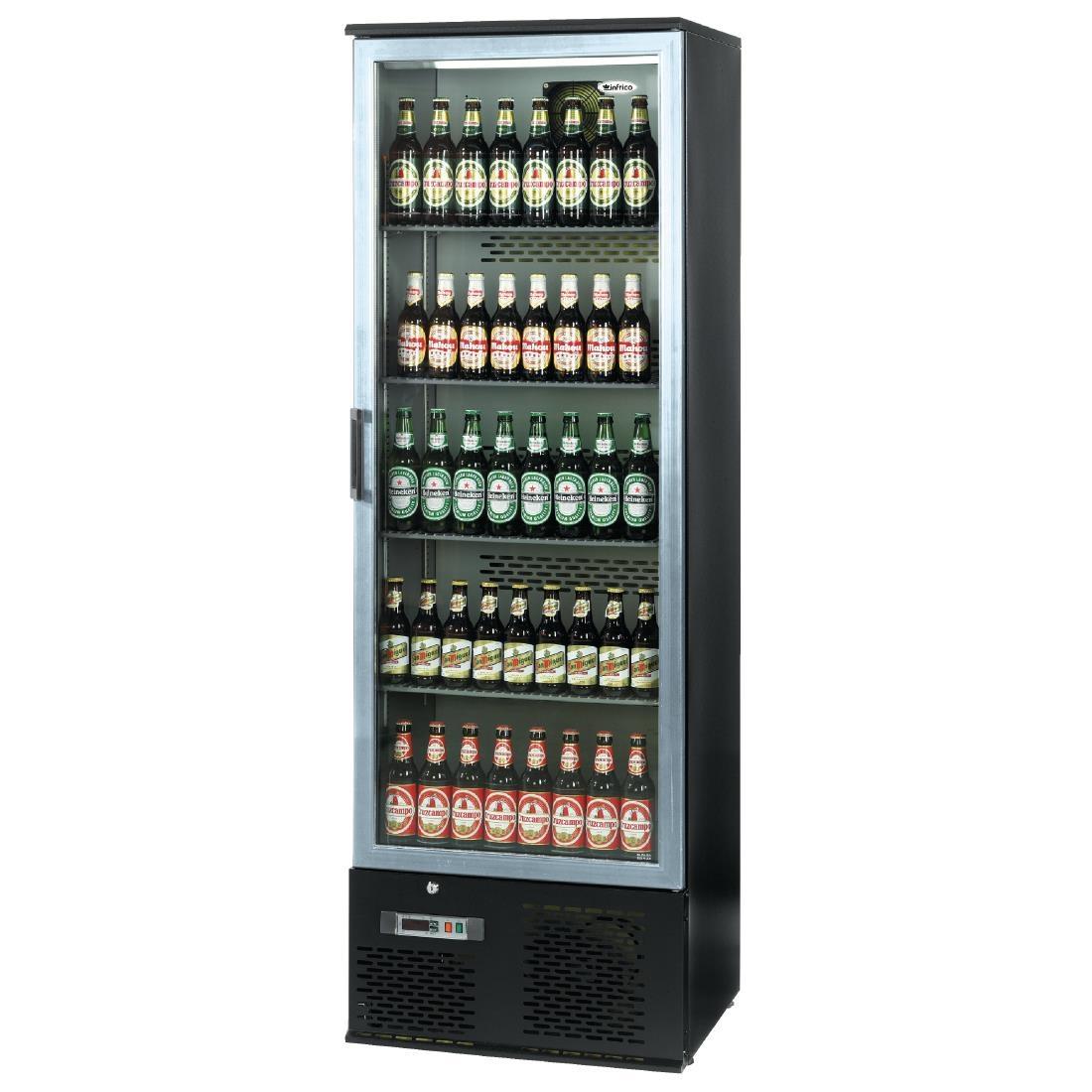 Infrico Upright Back Bar Cooler with Hinged Door in Black and Steel ZXS10 - CC608  - 1