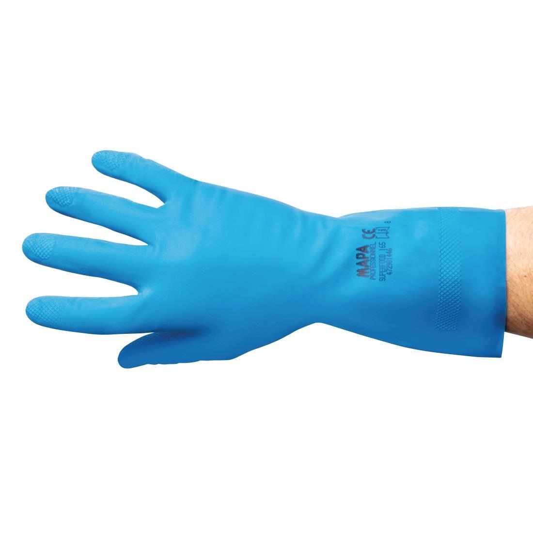 MAPA Vital 165 Liquid-Proof Food Handling Gloves Blue Large (One Pair) - FA293-L  - 6