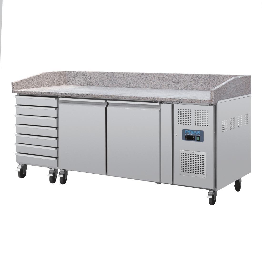 Polar U-Series Double Door Pizza Counter with Marble Top and Dough Drawers 290Ltr - CT423  - 3