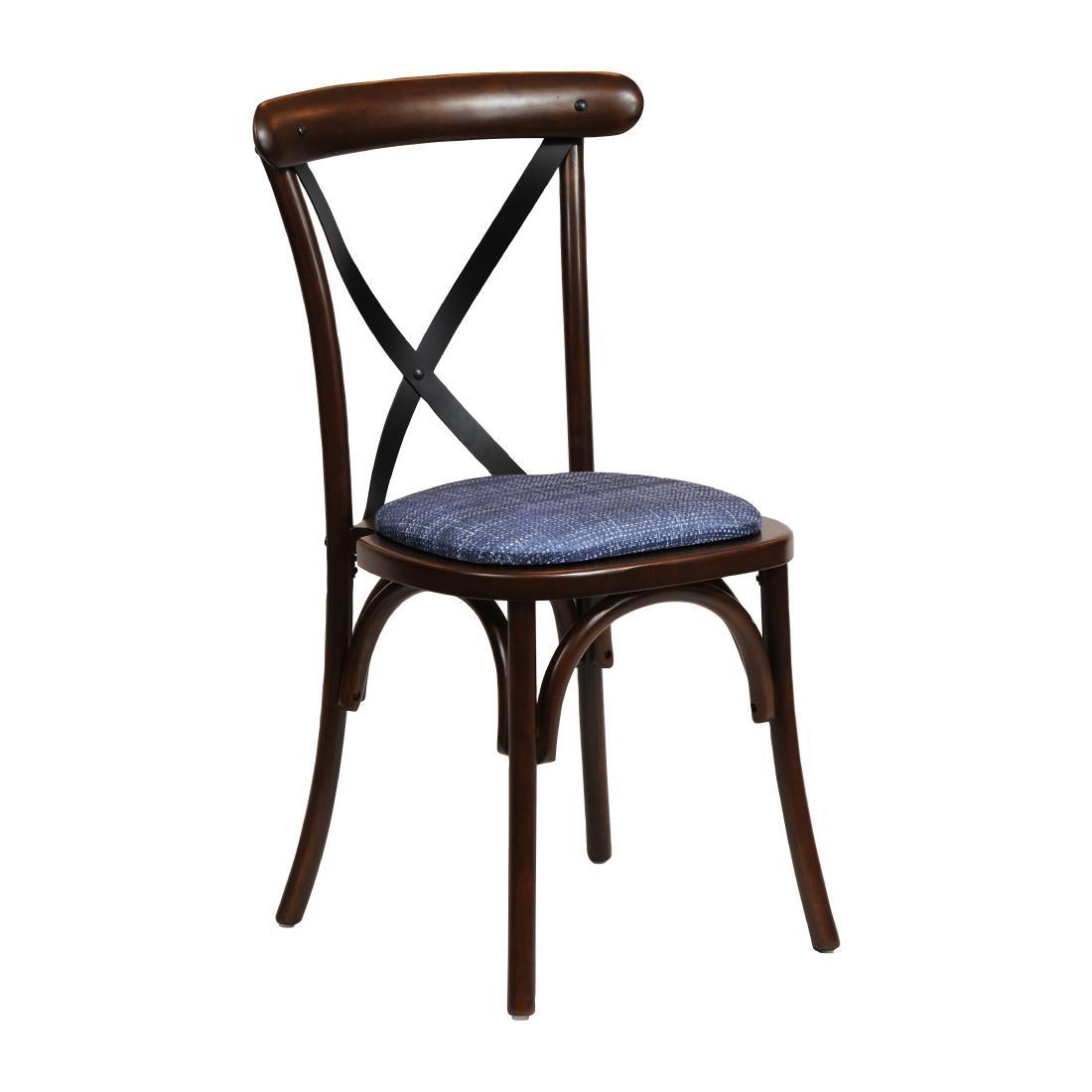 Bristol Dining Chair Dark Walnut with Padded Seat Helbeck Midnight (Pack of 2)