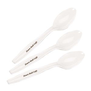 Disposable Plastic White Dessert Spoon - C1181