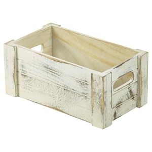 Genware White Wash Wooden Crate 27 x 16 x 12cm - WDC-2716W - 1