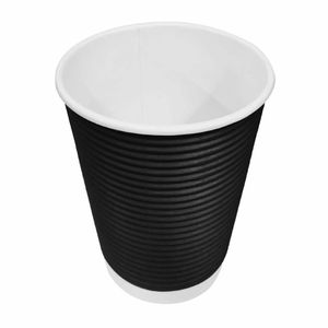 Fiesta Recyclable Coffee Cups Ripple Wall Black 340ml / 12oz (Pack of 25) - CM541 - 3