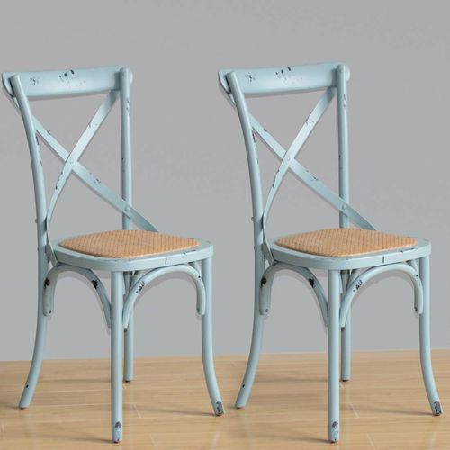 Bolero Blue Bentwood Chairs with Metal Cross Backrest (Pack of 2) - GG655 - 7