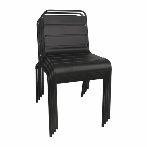 Bolero Black Slatted Steel Side Chairs (Pack of 4) - CS728 - 4