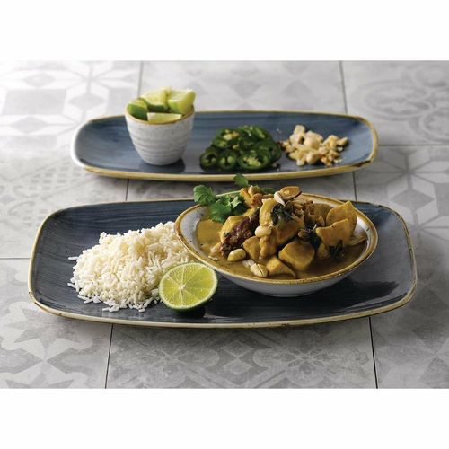 Churchill Stonecast No. 9 Oblong Chefs Plates 355 x 245mm Blueberry (Pack of 6) - FC148 - 2