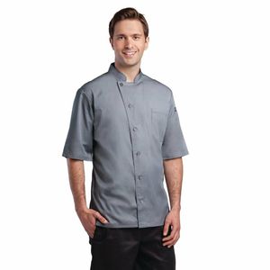 Chef Works Valais Signature Series Unisex Chefs Jacket Grey 2XL - B185-XXL - 3