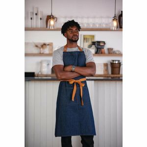 Southside Bistro Apron Denim-Blue With Tan Ties - B980 - 1