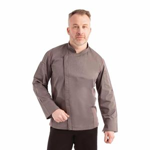Chef Works Hartford Lightweight L/S Zipper Coat Graphite Size S - BB263-S - 3