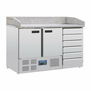 Polar G-Series Double Door Pizza Counter with Granite Top and Dough Drawers - CT425 - 1