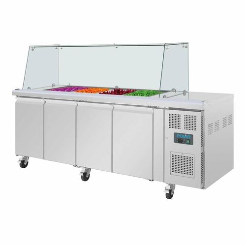 Polar U-Series GN Saladette Counter with Square Sneeze Guard 4 Door - 11