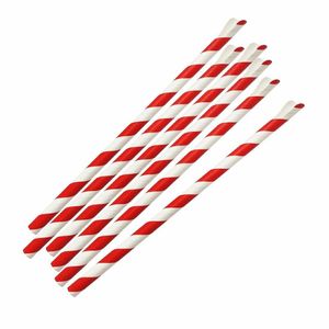 Fiesta Compostable Paper Spoon Straw Red & White Stripe 210x8mm (Pack of 250) - HU366 - 3