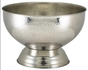 Hammered Stainless Steel Champagne Bowl 36cm - 1