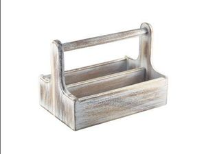 White Wooden Table Caddy - 1