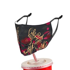 Custom Branded Straw Hole Fabric Face Mask - 1