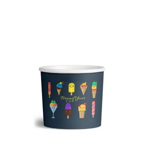 Custom Branded Single Walled Matt Recyclable Ice Cream Pot (16oz) - 1
