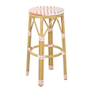 Bolero Parisian Style PE Rattan Bar Stools Coral (2 Pack) - HZ143 - 1