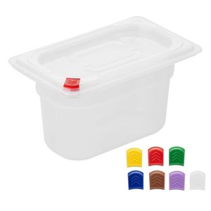 Hygiplas Click PP GN Container 1/9 with Lid & 7 Colour Clips 100mm 0.85Ltr (4 Pack) - FZ099 - 3