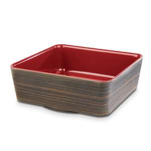APS+ Melamine Square Bowl Oak and Red 1.5 Ltr - Each - CW693 - 1