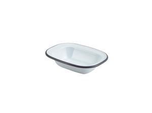 Enamel Rect. Pie Dish White with Grey Rim 16cm (Pack of 12) - 44016WHG - 1