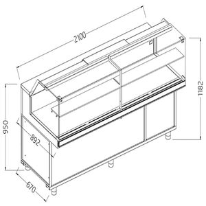 Diamond CB21XR/R Hot & Dry Patisserie Display Counter with Understorage, 2100mm - CB21XR-R - 1