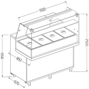 Diamond MA15X Heated Display Counter without Understorage, 0.55kW - MA15X - 1