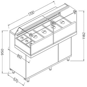 Diamond VB21XGR Saladette Snack Bain Marie Display Counter, 2100mm - VB21XGR - 1