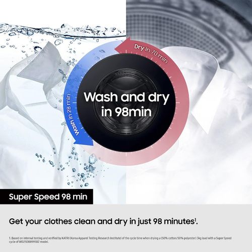 Samsung WD18DB8995BZT1 Bespoke AI All-in-One Heat Pump Washer Dryer, 18/11kg - WD18DB8995BZT1 - 11