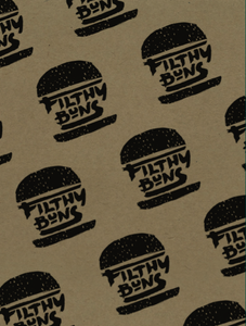 1,000 x Filthy Buns Custom Printed Greaseproof Paper Sheets - 1