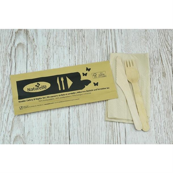 eGreen Individually Wrapped 3-in-1 Wooden Cutlery Set (Pack of 250) - FS167  - 2