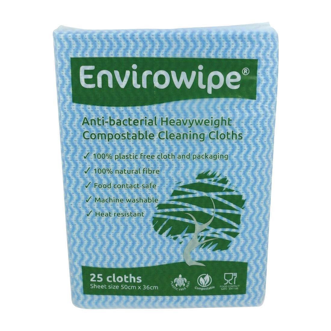 EcoTech Envirowipe Antibacterial Compostable Cleaning Cloths Blue (25 Pack) - FA208  - 3