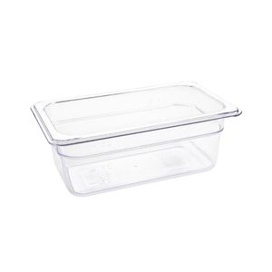 Vogue Polycarbonate 1/4 Gastronorm Container 100mm Clear - U237  - 1