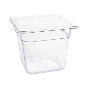 Vogue Polycarbonate 1/6 Gastronorm Container 150mm Clear - U241  - 1