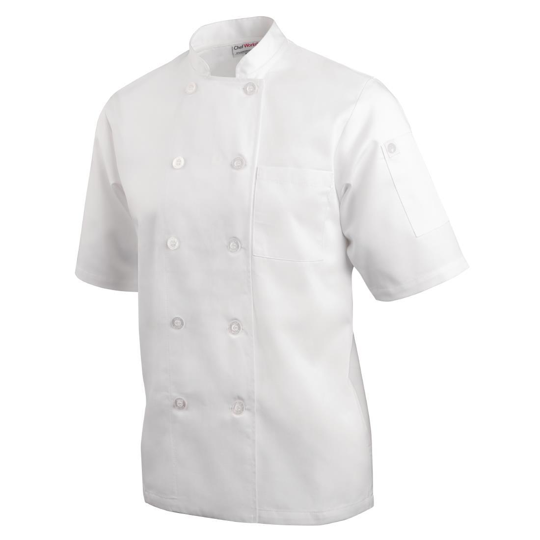 Chefs Works Unisex Volnay Chefs Jacket Short Sleeve White 2XL - A372-XXL  - 2