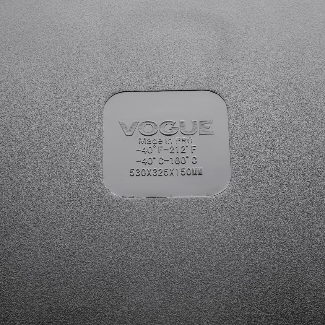 Vogue Polycarbonate 1/1 Gastronorm Container 150mm Black - U456  - 6