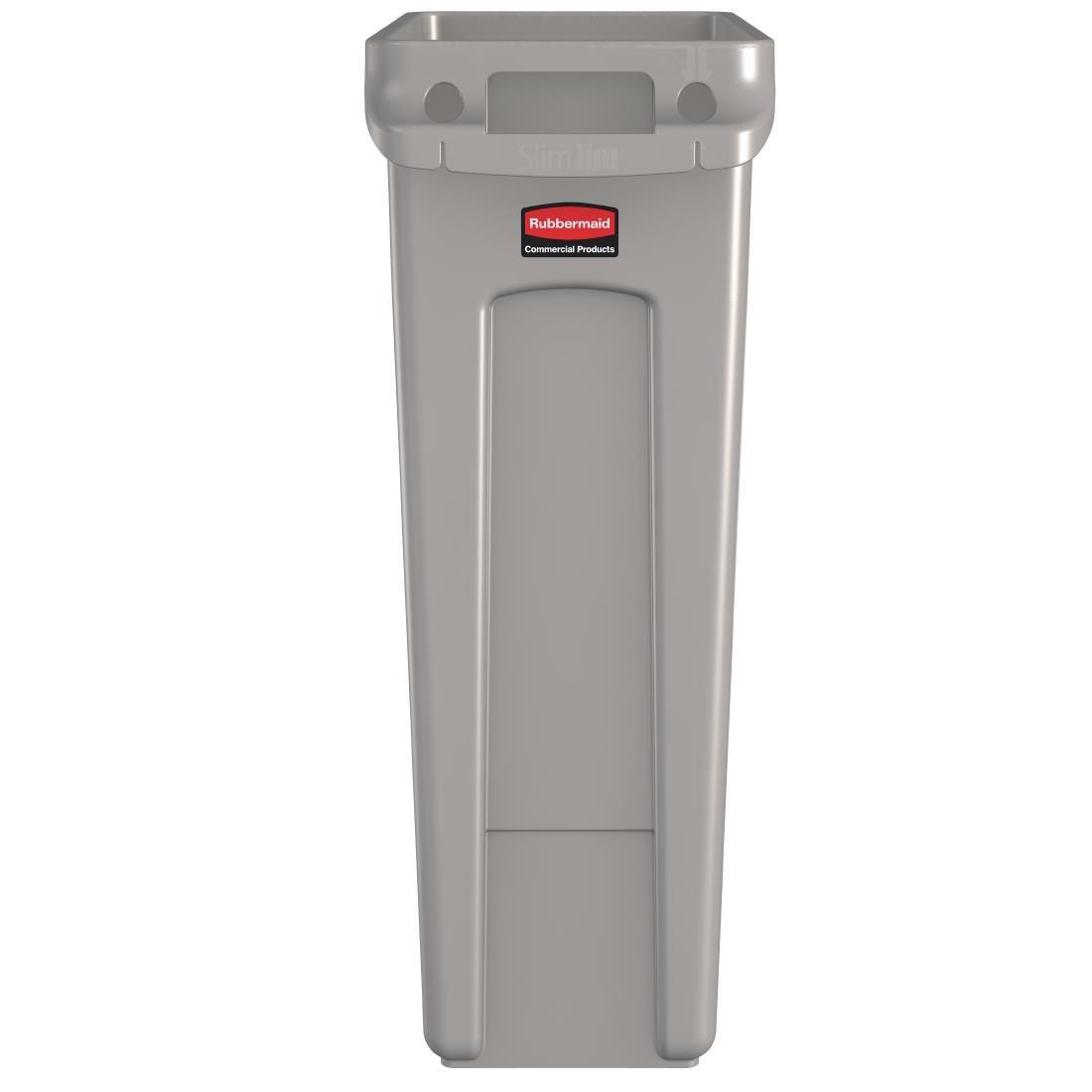 Rubbermaid Slim Jim Container With Venting Channels Grey 60Ltr - F603  - 2