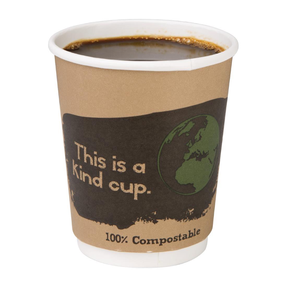 Fiesta Compostable Coffee Cups Double Wall 227ml / 8oz (Pack of 25) - DY984  - 3