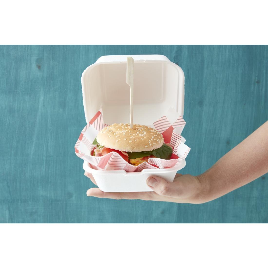 Fiesta Compostable Bagasse Burger Boxes with Bottom Ridges 153mm (Pack of 500) - DW247  - 5