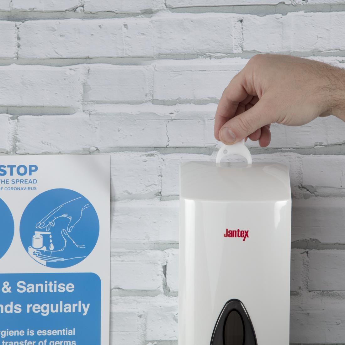 Jantex Manual Liquid Soap and Hand Sanitiser Dispenser 900ml White - GF281  - 5