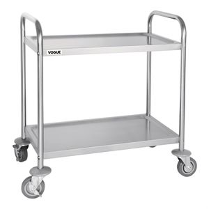 Vogue Stainless Steel 2 Tier Clearing Trolley Small - F996  - 1