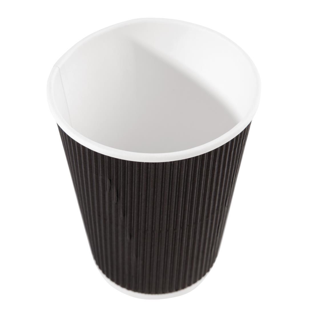Fiesta Recyclable Coffee Cups Ripple Wall Black 340ml / 12oz (Pack of 500) - CM544  - 2