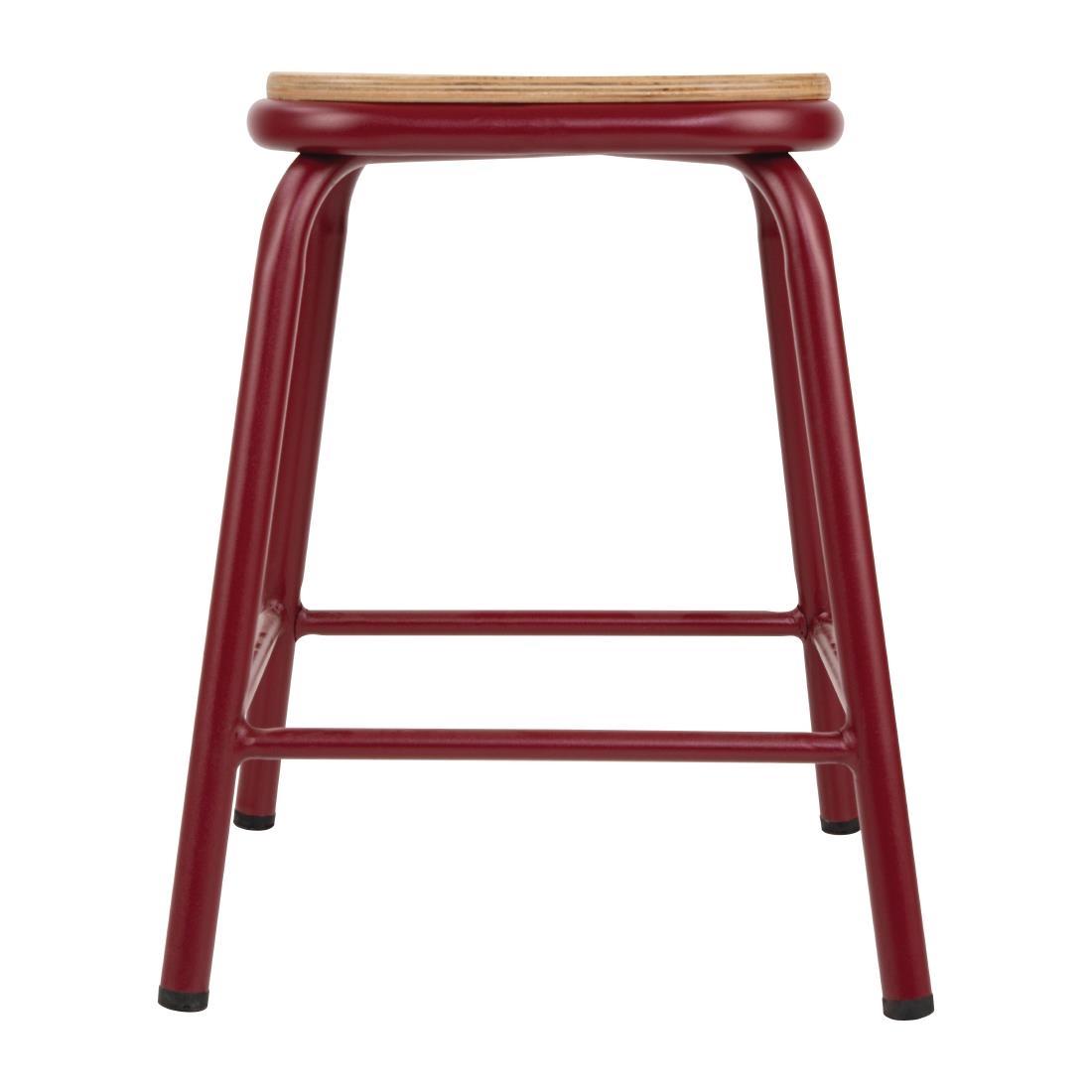 Bolero Cantina Low Stools with Wooden Seat Pad Wine Red (Pack of 4) - FB931  - 2