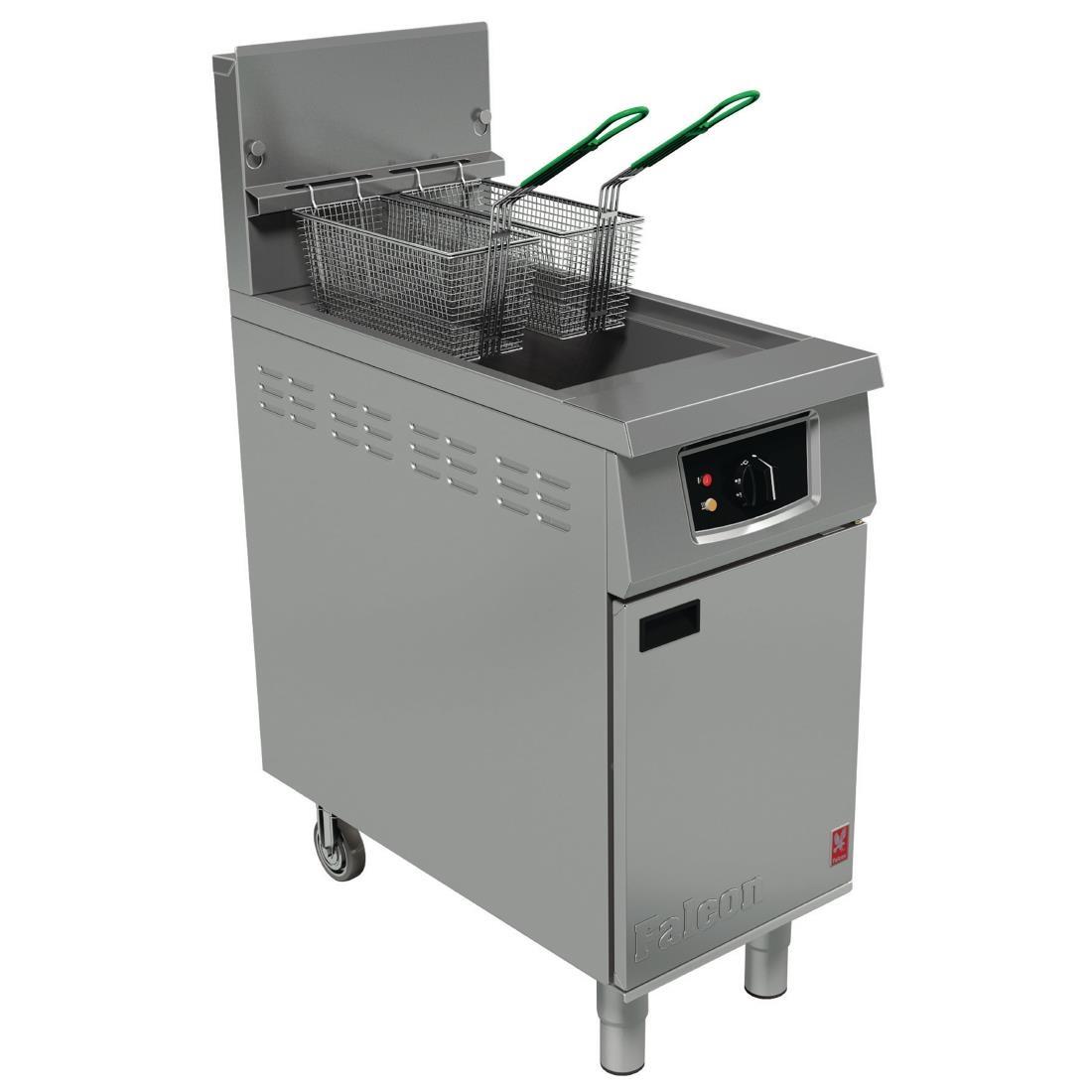 Falcon 400 Series Single Pan Twin Basket Gas Fryer with Filtration & Fryer Angel Natural Gas - FW751-N  - 1