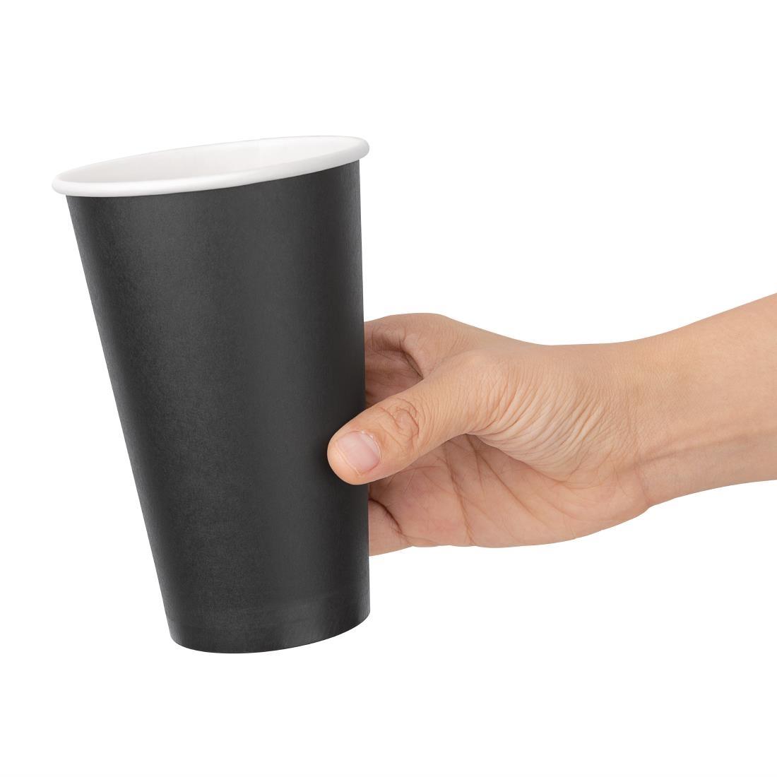 Fiesta Recyclable Coffee Cups Single Wall Black 455ml / 16oz (Pack of 1000) - GF044  - 3