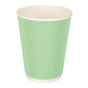 Fiesta Disposable Coffee Cups Ripple Wall Turquoise 340ml / 12oz (Pack of 25) - GP419  - 1
