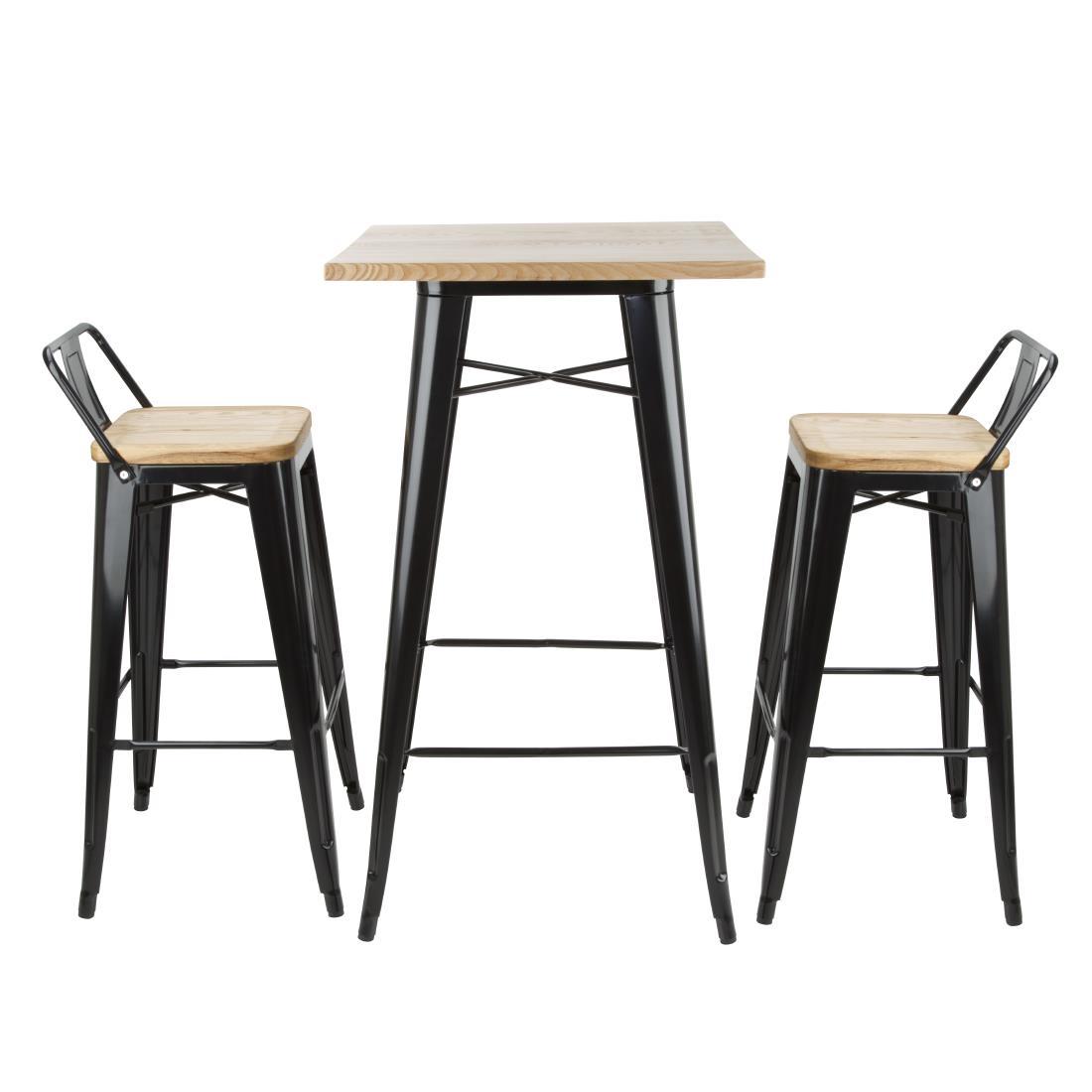 Bolero Bistro Bar Table with Wooden Top Black (Single) - FB595  - 6