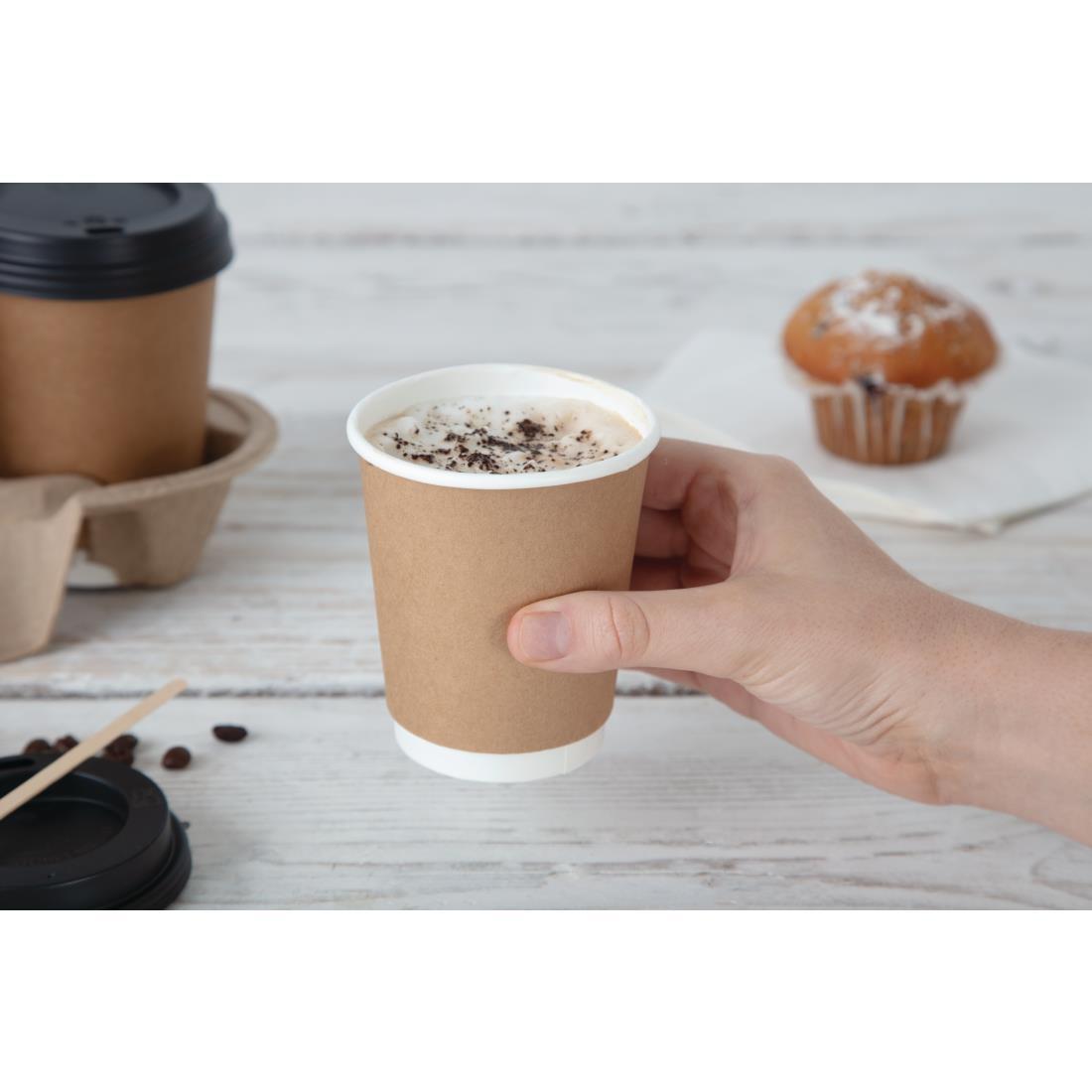Fiesta Recyclable Coffee Cups Double Wall Kraft 225ml / 8oz (Pack of 25) - GP436  - 7