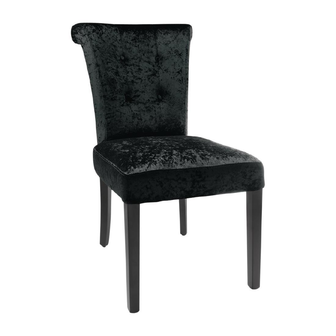 Bolero Black Crushed Velvet Dining Chair (Pack of 2) - DR307  - 1
